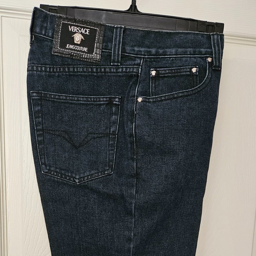 Versace women's denim mid-rise straight jeans - Picture 3 of 5